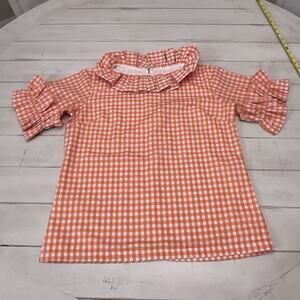 Elizabeth Wilson Orange And White Checked Blouse